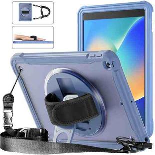 For iPad 10.2 2021 / 2020 / 2019 Heavy Duty Hybrid Tablet Case with Handle & Strap(Lavender Grey)