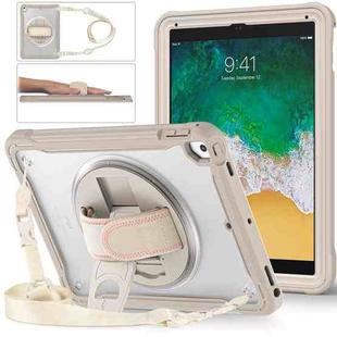 For iPad Air / Air 2 / 9.7 2018 / 2017 Heavy Duty Hybrid Tablet Case with Handle & Strap(Khaki)