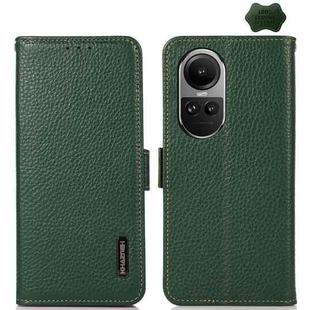 For OPPO Reno10 Global / 10 Pro Global KHAZNEH Side-Magnetic Litchi Genuine Leather RFID Phone Case(Green)