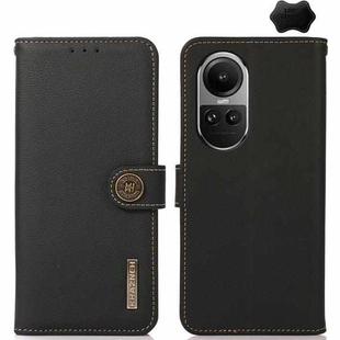 For OPPO Reno10 Global / 10 Pro Global KHAZNEH Custer Texture RFID Genuine Leather Phone Case(Black)