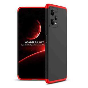 For Xiaomi Redmi Note 12 5G Global GKK Three Stage Splicing Full Coverage PC Phone Case(Black Red)