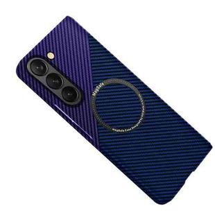 For Samsung Galaxy Z Fold5 Carbon Fiber Texture MagSafe Magnetic Phone Case(Blue Purple)