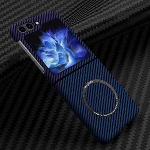 For Samsung Galaxy Z Flip5 Carbon Fiber Texture MagSafe Magnetic Phone Case(Blue Purple)