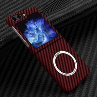 For Samsung Galaxy Z Flip5 Carbon Fiber Texture MagSafe Magnetic Phone Case(Red)