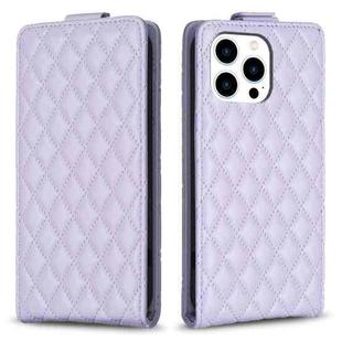 For iPhone 15 Pro Diamond Lattice Vertical Flip Leather Phone Case(Purple)