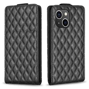 For iPhone 15 Plus Diamond Lattice Vertical Flip Leather Phone Case(Black)