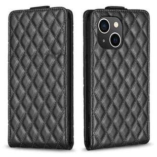 For iPhone 15 Diamond Lattice Vertical Flip Leather Phone Case(Black)