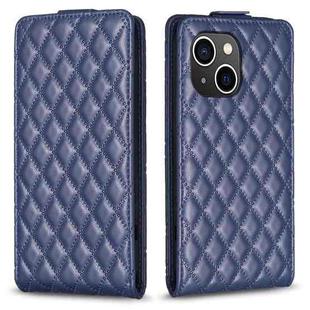 For iPhone 15 Diamond Lattice Vertical Flip Leather Phone Case(Blue)