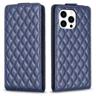 For iPhone 14 Pro Max Diamond Lattice Vertical Flip Leather Phone Case(Blue)