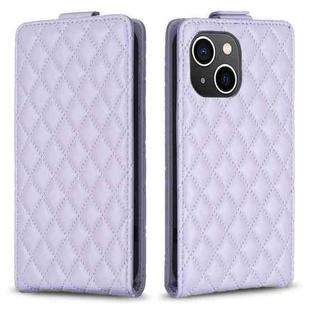 For iPhone 14 Plus Diamond Lattice Vertical Flip Leather Phone Case(Purple)