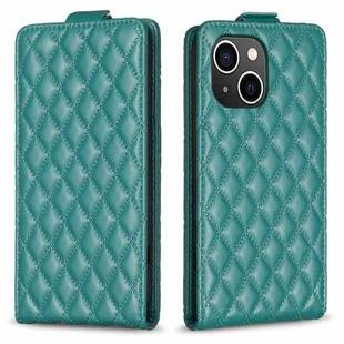 For iPhone 14 Diamond Lattice Vertical Flip Leather Phone Case(Green)