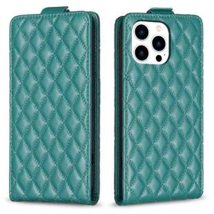 For iPhone 13 Pro Diamond Lattice Vertical Flip Leather Phone Case(Green)