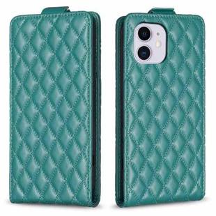 For iPhone 12 / 12 Pro Diamond Lattice Vertical Flip Leather Phone Case(Green)