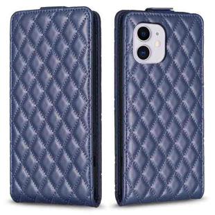 For iPhone 12 / 12 Pro Diamond Lattice Vertical Flip Leather Phone Case(Blue)