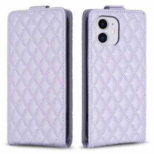 For iPhone 12 / 12 Pro Diamond Lattice Vertical Flip Leather Phone Case(Purple)