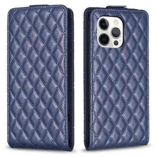 For iPhone 12 Pro Max Diamond Lattice Vertical Flip Leather Phone Case(Blue)