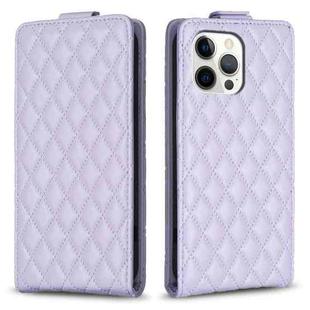 For iPhone 12 Pro Max Diamond Lattice Vertical Flip Leather Phone Case(Purple)