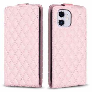 For iPhone 11 Diamond Lattice Vertical Flip Leather Phone Case(Pink)