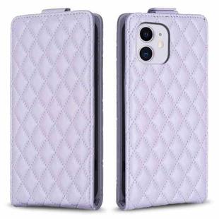 For iPhone 11 Diamond Lattice Vertical Flip Leather Phone Case(Purple)