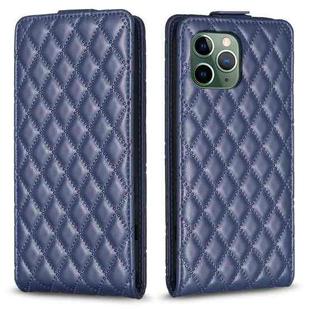 For iPhone 11 Pro Diamond Lattice Vertical Flip Leather Phone Case(Blue)