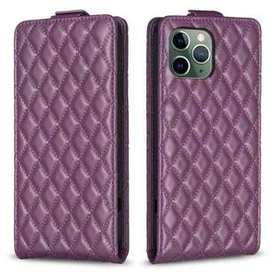 For iPhone 11 Pro Max Diamond Lattice Vertical Flip Leather Phone Case(Dark Purple)