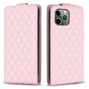 For iPhone 11 Pro Max Diamond Lattice Vertical Flip Leather Phone Case(Pink)