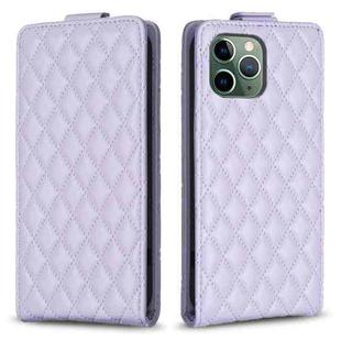 For iPhone 11 Pro Max Diamond Lattice Vertical Flip Leather Phone Case(Purple)