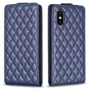 For iPhone X / XS Diamond Lattice Vertical Flip Leather Phone Case(Blue)