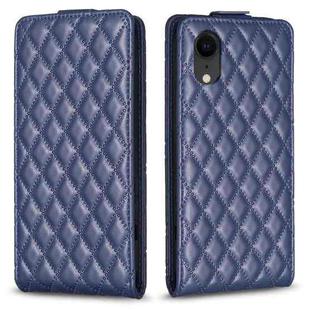 For iPhone XR Diamond Lattice Vertical Flip Leather Phone Case(Blue)