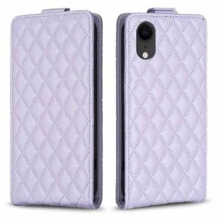 For iPhone XR Diamond Lattice Vertical Flip Leather Phone Case(Purple)