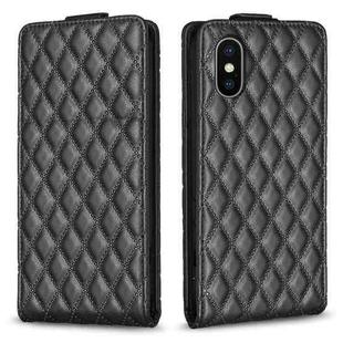 For iPhone XS Max Diamond Lattice Vertical Flip Leather Phone Case(Black)