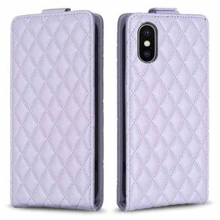 For iPhone XS Max Diamond Lattice Vertical Flip Leather Phone Case(Purple)