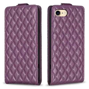 For iPhone SE 2022 / 2020 /7 / 8 Diamond Lattice Vertical Flip Leather Phone Case(Dark Purple)