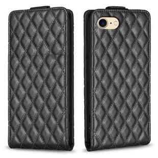 For iPhone SE 2022 / 2020 /7 / 8 Diamond Lattice Vertical Flip Leather Phone Case(Black)