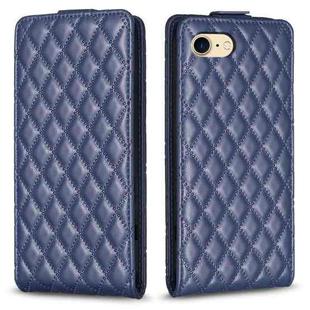 For iPhone SE 2022 / 2020 /7 / 8 Diamond Lattice Vertical Flip Leather Phone Case(Blue)