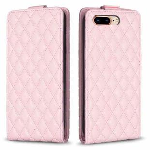 For iPhone 7 Plus / 8 Plus Diamond Lattice Vertical Flip Leather Phone Case(Pink)