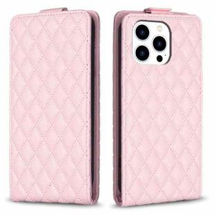 For iPhone 16 Pro Diamond Lattice Vertical Flip Leather Phone Case(Pink)