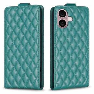 For iPhone 16 Plus Diamond Lattice Vertical Flip Leather Phone Case(Green)
