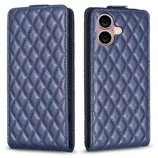 For iPhone 16 Plus Diamond Lattice Vertical Flip Leather Phone Case(Blue)