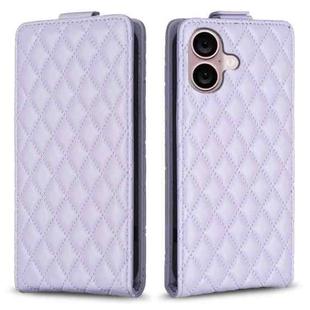 For iPhone 16 Plus Diamond Lattice Vertical Flip Leather Phone Case(Purple)