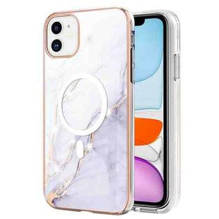 For iPhone 11 Marble Pattern Dual-side IMD Magsafe TPU Phone Case(White 006)