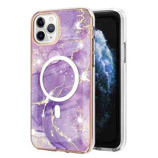 For iPhone 11 Pro Marble Pattern Dual-side IMD Magsafe TPU Phone Case(Purple 002)