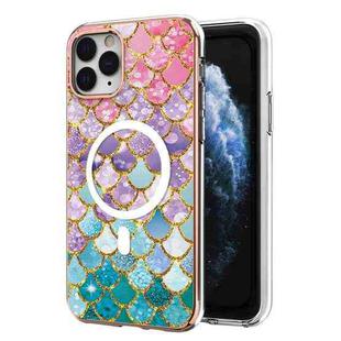 For iPhone 11 Pro Marble Pattern Dual-side IMD Magsafe TPU Phone Case(Colorful Scales)
