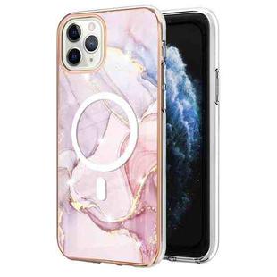 For iPhone 11 Pro Max Marble Pattern Dual-side IMD Magsafe TPU Phone Case(Rose Gold 005)