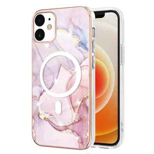 For iPhone 12 / 12 Pro Marble Pattern Dual-side IMD Magsafe TPU Phone Case(Rose Gold 005)