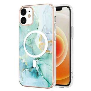 For iPhone 12 / 12 Pro Marble Pattern Dual-side IMD Magsafe TPU Phone Case(Green 003)