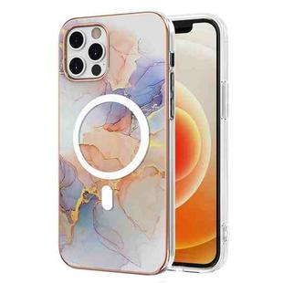 For iPhone 12 / 12 Pro Marble Pattern Dual-side IMD Magsafe TPU Phone Case(White Marble)