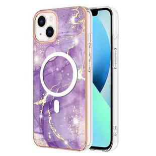For iPhone 13 Marble Pattern Dual-side IMD Magsafe TPU Phone Case(Purple 002)