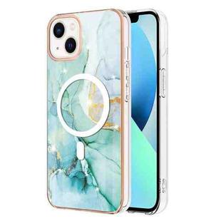 For iPhone 14 Marble Pattern Dual-side IMD Magsafe TPU Phone Case(Green 003)