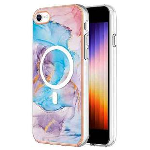 For iPhone 8 / SE 2022 / 2020 Marble Pattern Dual-side IMD Magsafe TPU Phone Case(Blue Marble)